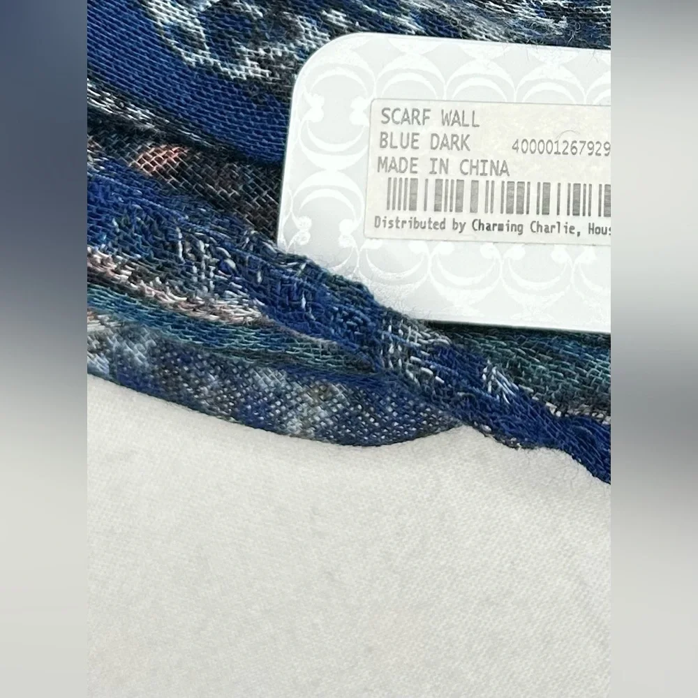 Charming Charlie Navy Blue Patchwork Infinity Scarf Soft Lightweight Boho OS NWT